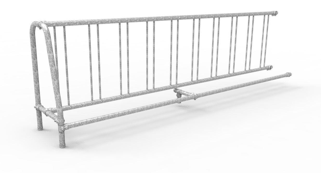 Ultra Site Add-On Portable Single-Sided Traditional Bicycle Rack, 10 ft L, Steel, Galvanized, Item Number 1364680